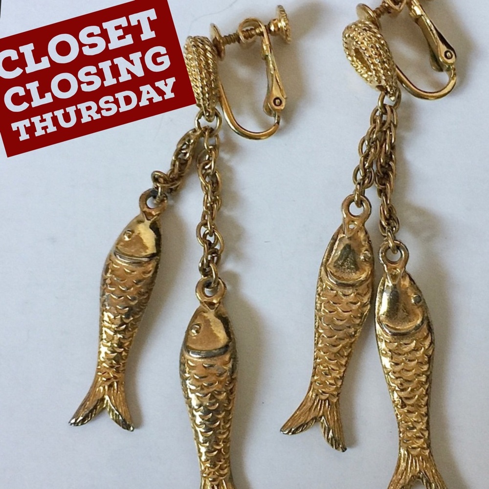 Vintage Dangle Fish Drop Earrings FINAL ⬇️💲